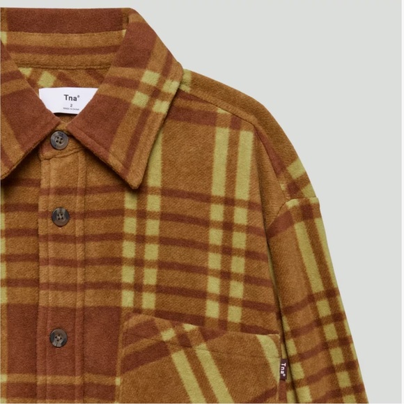 Aritzia TNA Polar Button-Up Cognac/Earthy Ocher EUC Small/Medium - Picture 2 of 7